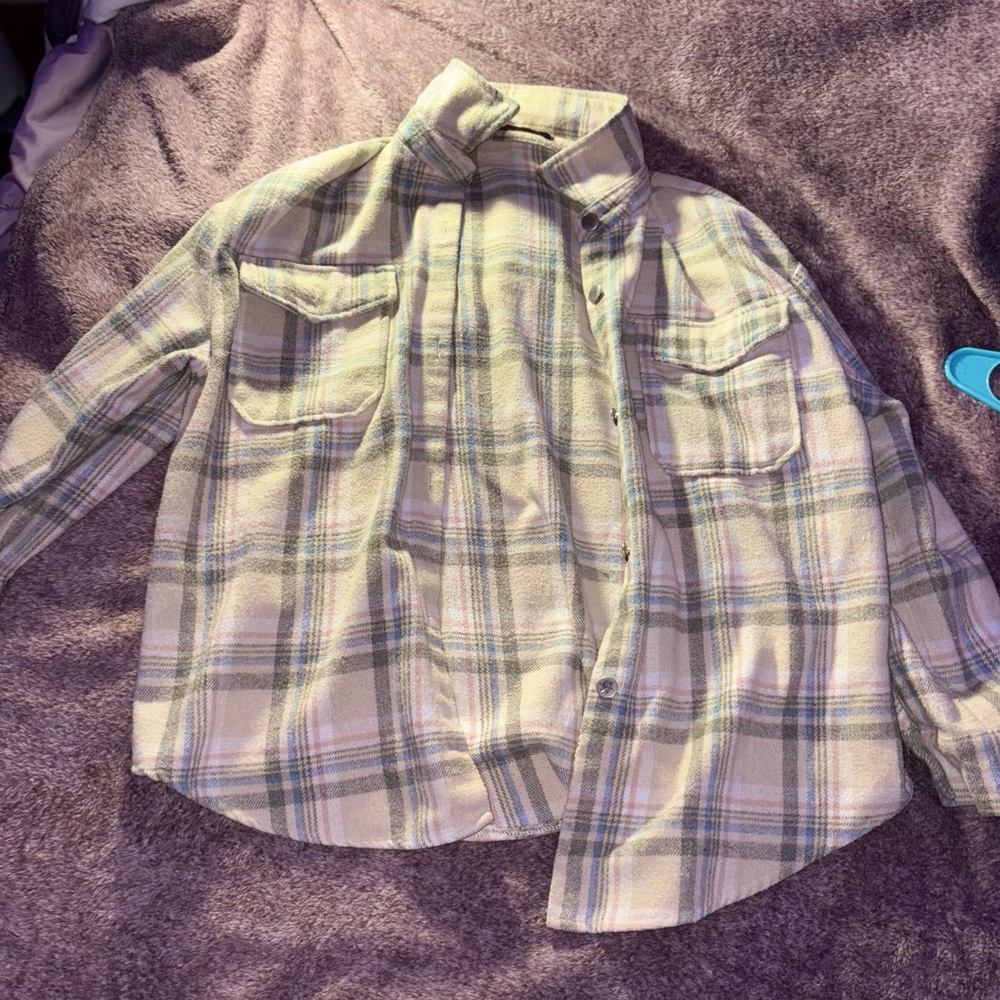 SHEIN Plaid Cardigan in Green and Cream